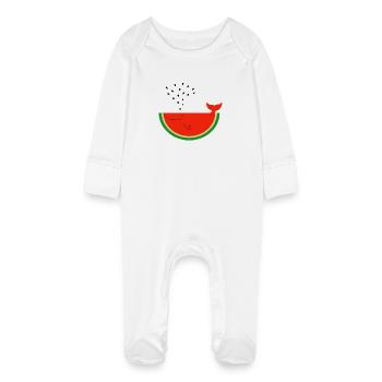 Baleine de pastèque - Grenouillère bio avec gants Bébé - blanc - Devant