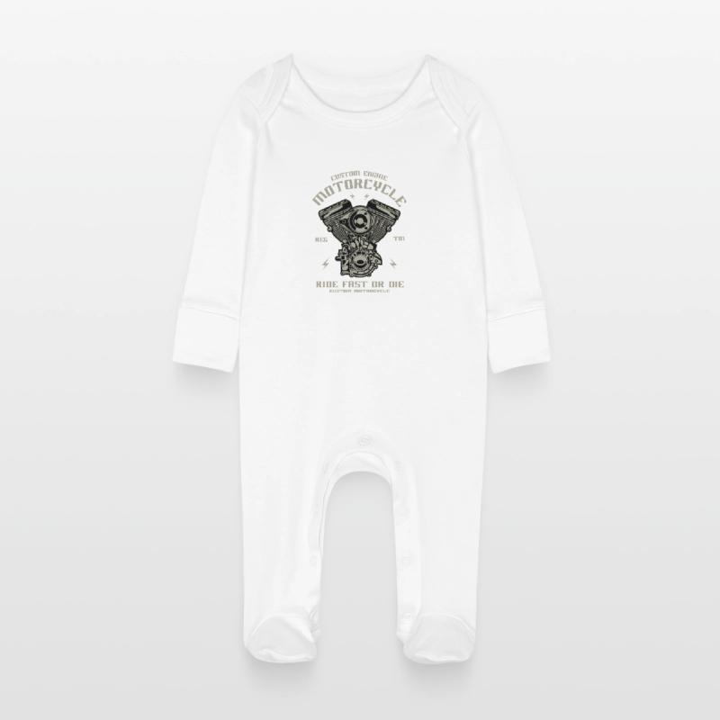 Motorcycle engine conversion Chopper Custom Engine Baby Organic Sleepsuit with Scratch Mitts