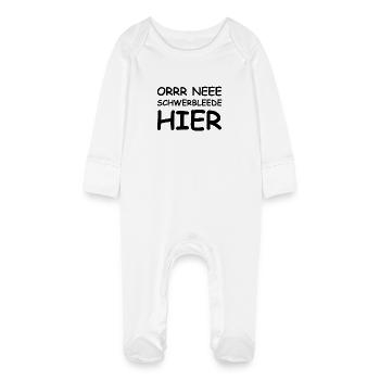 funny saying Ossi Saxon dialect - Baby Organic Sleepsuit with Scratch Mitts - white - Front