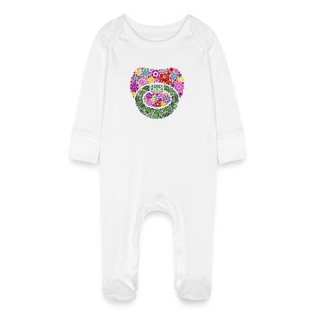 Schnuller aus Blumenmuster - Baby Bio-Schlafanzug mit Kratzhandschuhen - Weiß - Vorne