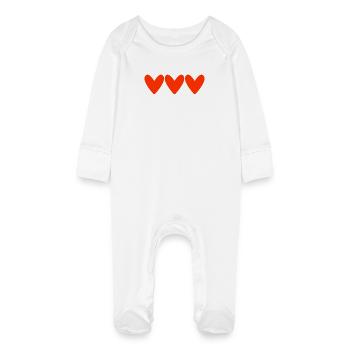 CŒUR. PAPA. MAMAN. EVJF. BEBE. ENFANT. COEUR. FÊTE - Grenouillère bio avec gants Bébé - blanc - Devant