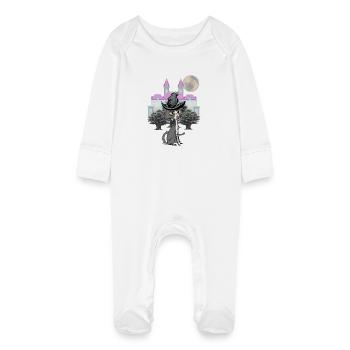 Fairy tale cat fairy tale character cats conjure up - Baby Organic Sleepsuit with Scratch Mitts - white - Front