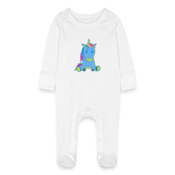 Unicorn Unicorns Baby Toddler Toddlers Fable - Baby Organic Sleepsuit with Scratch Mitts - white - Front