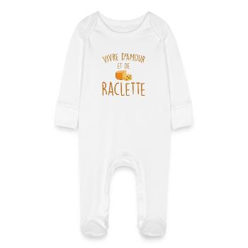 Vivre d'Amour et De Raclette - Grenouillère bio avec gants Bébé - blanc - Devant