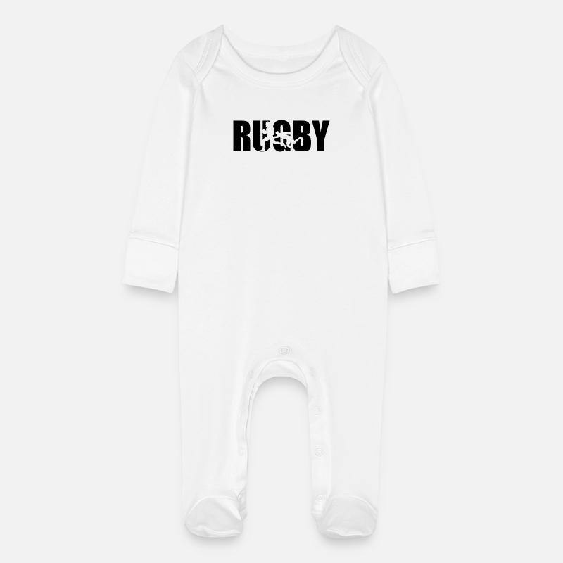 Klassisches Rugby Design – Stärke & Teamgeist - Grenouillère bio avec gants Bébé - blanc