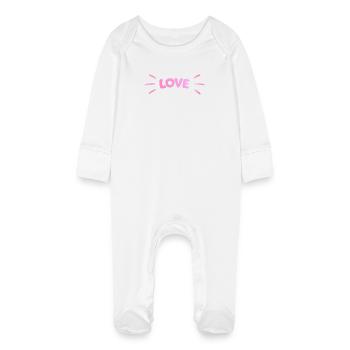 Love Pink Luminous - Baby Bio-Schlafanzug mit Kratzhandschuhen - Weiß - Vorne