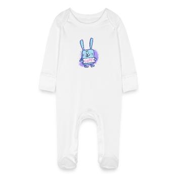 Lapin mignon - Grenouillère bio avec gants Bébé - blanc - Devant