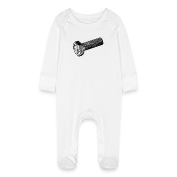 Werkstattzubehör Ersatzteil Schraube - Baby Bio-Schlafanzug mit Kratzhandschuhen - Weiß - Vorne
