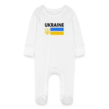 Ukraine - Baby Bio-Schlafanzug mit Kratzhandschuhen - Weiß - Vorne
