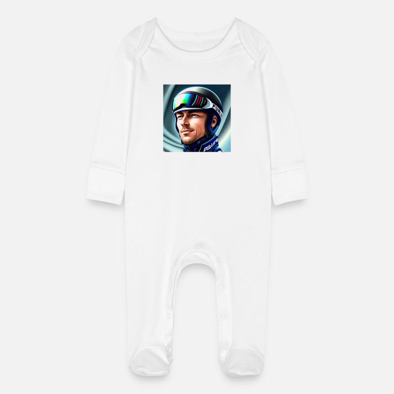 Portrait de sauteur à ski - Grenouillère bio avec gants Bébé - blanc