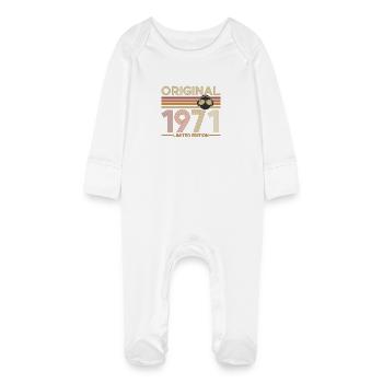 1971 - Baby Organic Sleepsuit with Scratch Mitts - white - Front