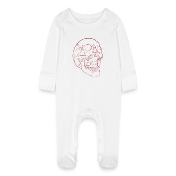 Dumb Scream - Skull in red - Baby Organic Sleepsuit with Scratch Mitts - white - Front