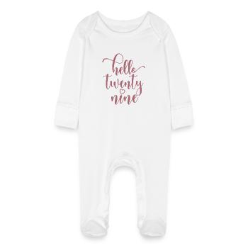 Hello Twenty Nine Cute 29 Years Old Birthday - Baby Organic Sleepsuit with Scratch Mitts - white - Front
