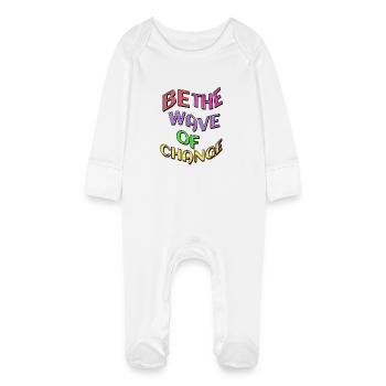 Be the wave of change - Baby Organic Sleepsuit with Scratch Mitts - white - Front