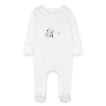 Chemise de thé - Blanc / Blanc - Sachet de thé / Sachet de thé - Grenouillère bio avec gants Bébé - blanc - Devant