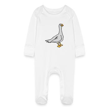 Goose - Baby Organic Sleepsuit with Scratch Mitts - white - Front