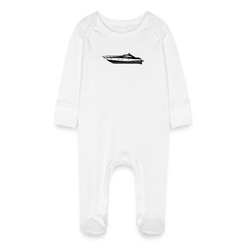 motor Yacht - Baby Organic Sleepsuit with Scratch Mitts - white - Front