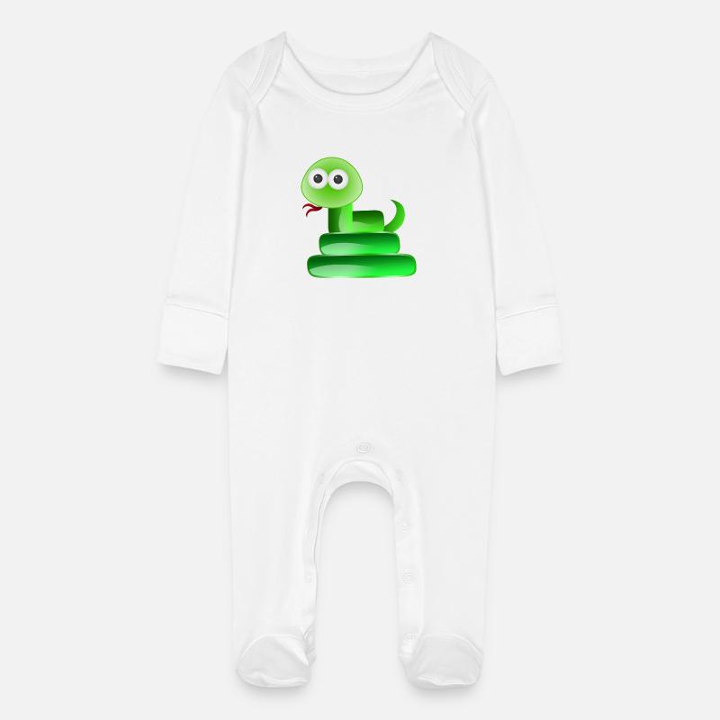 Reptile serpent - Grenouillère bio avec gants Bébé - blanc