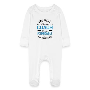 COACH entraineur sportif cadeau - Grenouillère bio avec gants Bébé - blanc - Devant