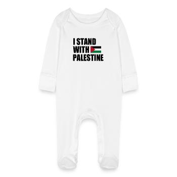I stand with palestine - Baby Organic Sleepsuit with Scratch Mitts - white - Front