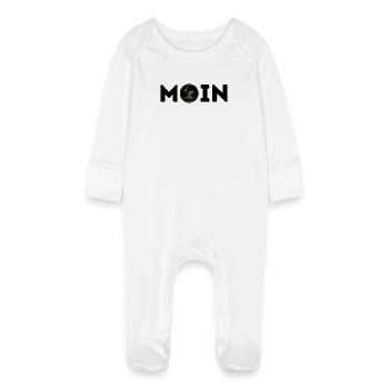 Hello with Seagull - Baby Organic Sleepsuit with Scratch Mitts - white - Front