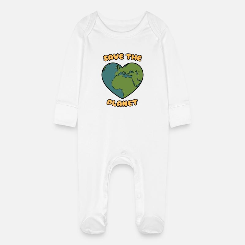 Sauvez la planète - Grenouillère bio avec gants Bébé - blanc