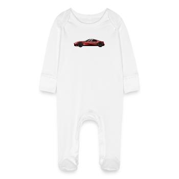 Futuristic sports car design - Baby Organic Sleepsuit with Scratch Mitts - white - Front