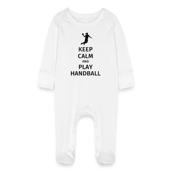 keep calm and play handball - Grenouillère bio avec gants Bébé - blanc - Devant