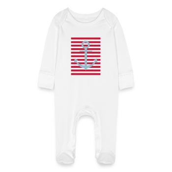 Ohé! marin d'ancrage maritime maritime 2c - Grenouillère bio avec gants Bébé - blanc - Devant