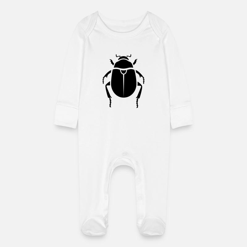 Insect - leaf beetle - Baby Organic Sleepsuit with Scratch Mitts - white