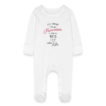 princesse et Moto - Grenouillère bio avec gants Bébé - blanc - Devant