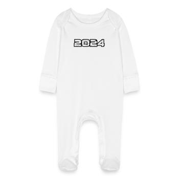2024 - Baby Organic Sleepsuit with Scratch Mitts - white - Front