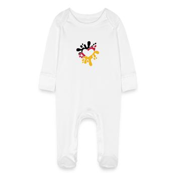 Germany love - Baby Organic Sleepsuit with Scratch Mitts - white - Front