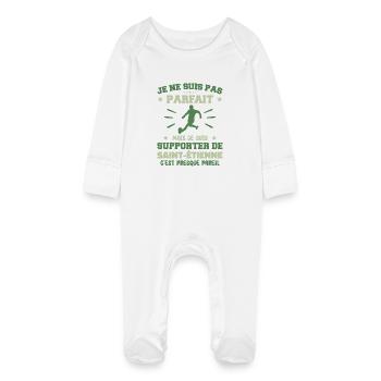 Je suis supporter de Saint Étienne - Grenouillère bio avec gants Bébé - blanc - Devant