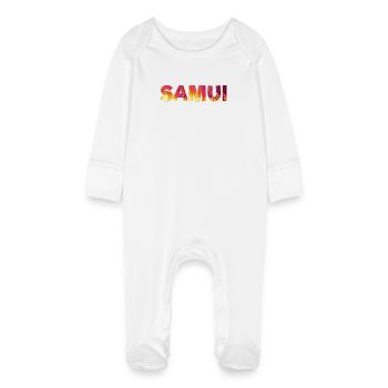 Souvenir de vacances de l’île Koh Samui en Thaïlande - Grenouillère bio avec gants Bébé - blanc - Devant