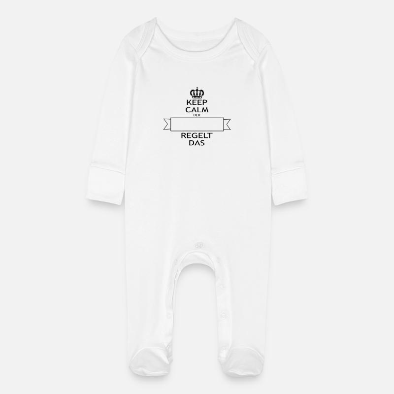 KEEP CALM der ... regelt - Baby Bio-Schlafanzug mit Kratzhandschuhen - Weiß