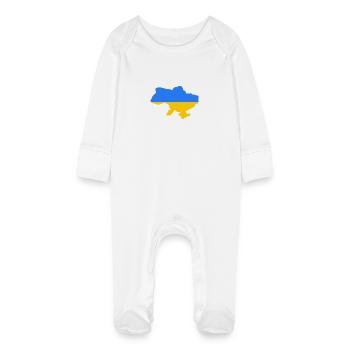 stand with ukraine - Baby Organic Sleepsuit with Scratch Mitts - white - Front