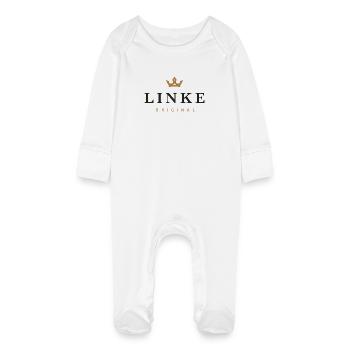 Gauche : Logo original de la famille - Grenouillère bio avec gants Bébé - blanc - Devant