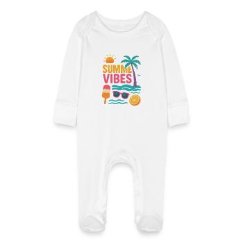 Ambiance estivale - Grenouillère bio avec gants Bébé - blanc - Devant