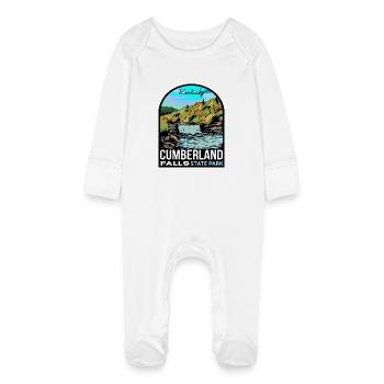 Autumn at Cumberland Falls - Kentucky Nature Desig - Baby Organic Sleepsuit with Scratch Mitts - white - Front
