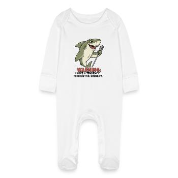Stage shark - Baby Organic Sleepsuit with Scratch Mitts - white - Front