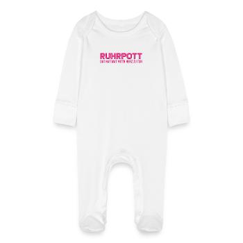 Ruhrpott - Dat hat wat mittn Herz zu tun - Zeche - Baby Bio-Schlafanzug mit Kratzhandschuhen - Weiß - Vorne