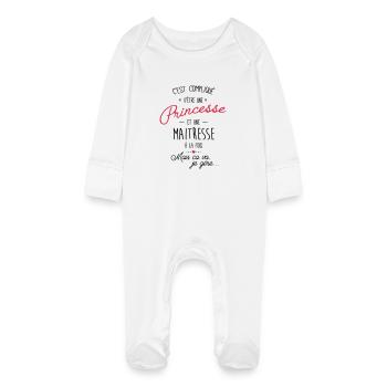 princesse et maitresse - Grenouillère bio avec gants Bébé - blanc - Devant