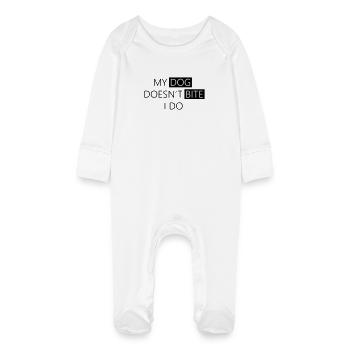 Funny Dog Shirt - My dog does not bite - Baby Organic Sleepsuit with Scratch Mitts - white - Front