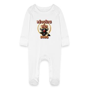 beouets front 2025 - Grenouillère bio avec gants Bébé - blanc - Devant