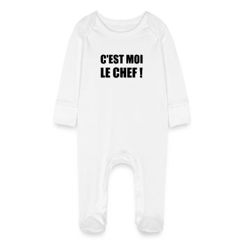 C'est moi le chef - Humour - Drôle - Blague - Fun - Grenouillère bio avec gants Bébé - blanc - Devant
