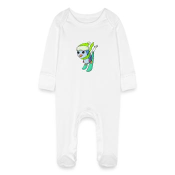 Skiing - Baby Organic Sleepsuit with Scratch Mitts - white - Front