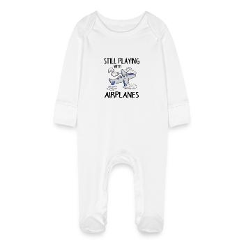 Avion - Grenouillère bio avec gants Bébé - blanc - Devant