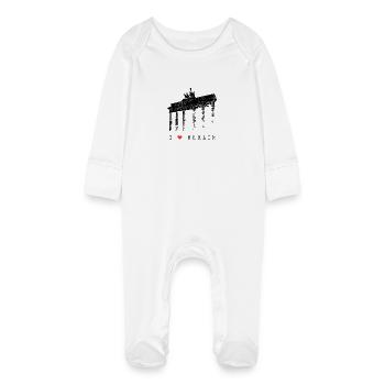 J’adore Berlin Brandenburg Gate Vintage Berliner - Grenouillère bio avec gants Bébé - blanc - Devant