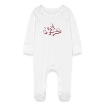 Cute 13th Birthday Gift 13 Years Old - Thirteen - Baby Organic Sleepsuit with Scratch Mitts - white - Front